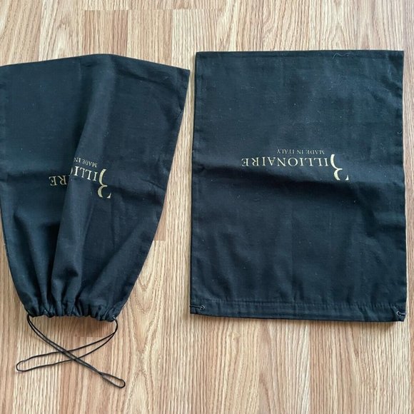 Billionaire Dust Bag Draw String Black Cotton Storage Bag Set of 2 Authentic - Picture 7 of 11